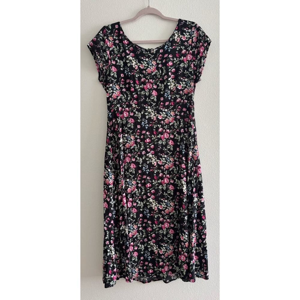 Lanz of Salzburg Floral Midi Dress Rayon Small